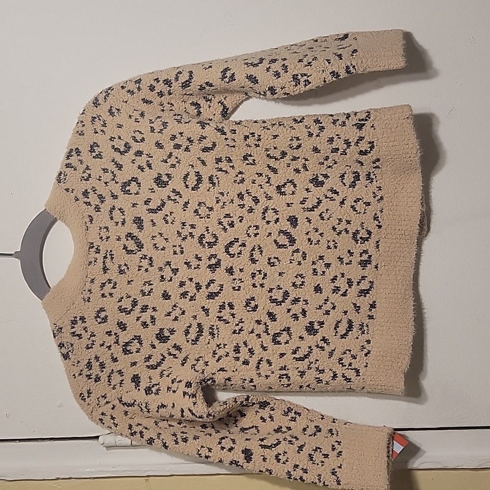 Cat & Jack Kid's Animal/PR6GY7  Cream Leopard Open Front Sweater Size XS - Picture 14 of 16